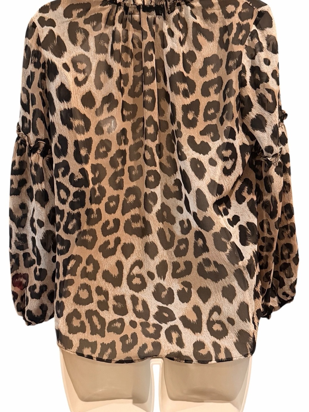 Banana Republic Leopard Print V-Neck Blouse - Beige and Black XS - Picture 2 of 5